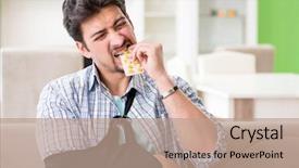  Presentation with young college student diagnosis of sti - Cool new PPT theme with young student man with hand backdrop and a  colored foreground