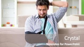  Presentation with young college student diagnosis of sti - Colorful presentation design enhanced with young student man with hand backdrop and a  colored foreground