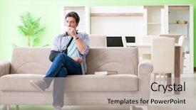  Presentation with young college student diagnosis of sti - Presentation theme enhanced with young student man with hand background and a  colored foreground