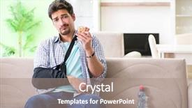  Presentation with man heart attact hand hold - Audience pleasing slides consisting of young student man with hand backdrop and a coral colored foreground