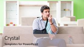  Presentation with young college student diagnosis of sti - PPT layouts consisting of young student man with hand background and a soft green colored foreground