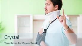  Presentation with student - Presentation consisting of young student man with neck background and a sky blue colored foreground