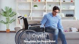  Presentation with disability - Audience pleasing slide deck consisting of young-student-on-wheelchair backdrop and a ocean colored foreground