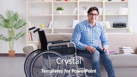  Presentation with disability - Slide deck with young-student-on-wheelchair background and a ocean colored foreground