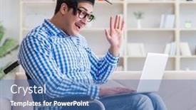  Presentation with disability - PPT theme having young-student-on-wheelchair background and a ocean colored foreground