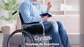  Presentation with disability - Cool new slide set with young-student-on-wheelchair backdrop and a ocean colored foreground