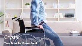  Presentation with disability - PPT theme enhanced with young-student-on-wheelchair background and a ocean colored foreground
