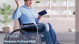  Presentation with disability - Presentation theme consisting of young-student-on-wheelchair background and a ocean colored foreground