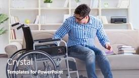  Presentation with disability - Slide set having young-student-on-wheelchair background and a ocean colored foreground