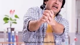  Presentation with exam - Presentation design consisting of young-student-physicist-preparing background and a light blue colored foreground