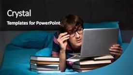  Presentation with night - Slides having young student preparing for exams background and a black colored foreground