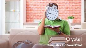  Presentation with student - Colorful slide set enhanced with young-student-preparing-for-exams backdrop and a coral colored foreground