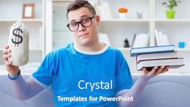  Presentation with student - Audience pleasing theme consisting of young-student-preparing-for-exams backdrop and a teal colored foreground