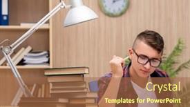  Presentation with school - Slide deck with young-student-preparing-for-school background and a coral colored foreground