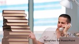  Presentation with school - Slide deck with young-student-preparing-for-school background and a coral colored foreground