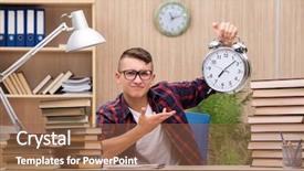  Presentation with school - Slide deck consisting of young student preparing for school background and a tawny brown colored foreground