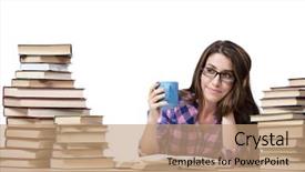  Presentation with school - Presentation theme enhanced with young student preparing for school background and a coral colored foreground