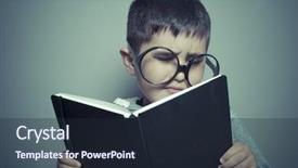  Presentation with knowledge minimalist - Audience pleasing PPT theme consisting of young student reading a funny backdrop and a wine colored foreground