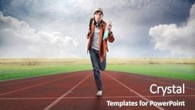  Presentation with racing - PPT layouts consisting of young student running background and a tawny brown colored foreground