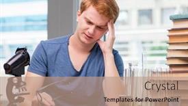  Presentation with tired - Presentation design with young-student-tired-and-exhausted background and a coral colored foreground