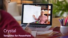  Presentation with math lesson - Amazing presentation design having young-student-watching-lesson-online backdrop and a tawny brown colored foreground