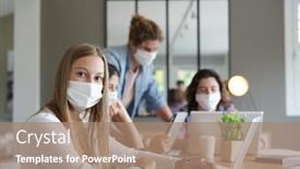  Presentation with student - Slide deck featuring young-student-wearing-a-mask background and a coral colored foreground