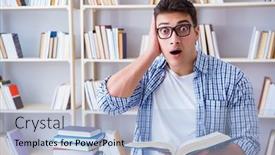  Presentation with books - Amazing slide deck having young-student-with-books-preparing backdrop and a  colored foreground