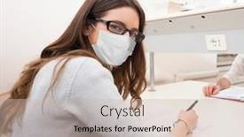  Presentation with student writing - Presentation design having young-student-writing background and a soft green colored foreground