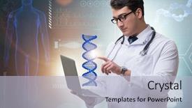  Presentation with dna structure - PPT layouts with young studentresearcher studying dna structure background and a light blue colored foreground