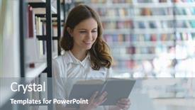  Presentation with kids reading book - PPT theme consisting of young students - woman reading a book background and a gray colored foreground