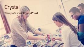  Presentation with technology students - Amazing theme having young students doing technical vocation backdrop and a lemonade colored foreground