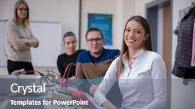  Presentation with vocational training - Slides having young students doing technical background and a gray colored foreground