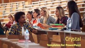  Presentation with amphitheater - Beautiful presentation featuring young-students-focusing-on-lecture backdrop and a tawny brown colored foreground
