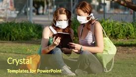  Presentation with medical students - Audience pleasing slide deck consisting of young students in medical masks in park backdrop and a tawny brown colored foreground