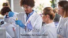  Presentation with test tube laboratory - Amazing slide set having young-students-mix-chemicals backdrop and a light blue colored foreground