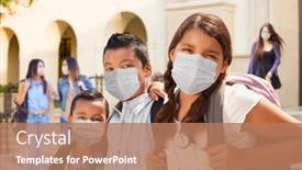  Presentation with medical students - Presentation theme consisting of young-students-on-school-campus background and a coral colored foreground