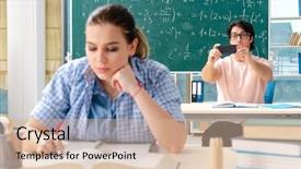  Presentation with math students - Presentation theme with students taking the math exam background and a soft green colored foreground