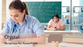  Presentation with math students - PPT theme consisting of young students taking the math background and a lemonade colored foreground