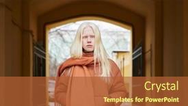  Presentation with fair - PPT theme enhanced with young-stylish-albino-woman background and a  colored foreground