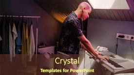  Presentation with piano - Presentation having young-stylish-boy-in-headphones background and a tawny brown colored foreground