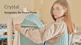  Presentation with design fashion - PPT theme enhanced with young-stylish-fashion-designer-creates background and a coral colored foreground