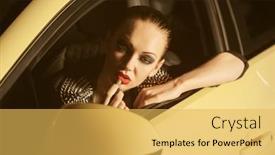  Presentation with rear view mirror - Slide set consisting of young-stylish-fashion-woman background and a yellow colored foreground