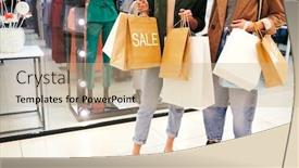  Presentation with females - Colorful PPT theme enhanced with young-stylish-females-in-casualwear backdrop and a coral colored foreground