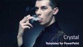  Presentation with smoking - Slides enhanced with young stylish man smoking a cigarette studio shot background and a navy blue colored foreground