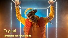  Presentation with rapper - Colorful theme enhanced with young-stylish-rapper-poses backdrop and a tawny brown colored foreground