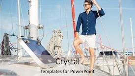  Presentation with sail - PPT theme featuring young stylish sailor man background and a lemonade colored foreground