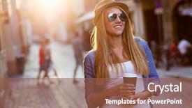  Presentation with coding coffee - Amazing slide deck having young stylish woman drinking coffee backdrop and a tawny brown colored foreground