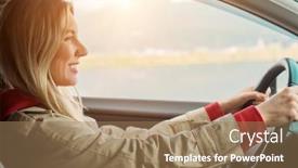  Presentation with health balance - Amazing PPT layouts having young-stylish-woman-driving-car backdrop and a coral colored foreground