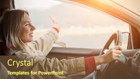 Presentation with health balance - Cool new presentation theme with young-stylish-woman-driving-car backdrop and a tawny brown colored foreground
