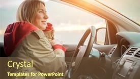  Presentation with health balance - Colorful slide deck enhanced with young-stylish-woman-driving-car backdrop and a tawny brown colored foreground